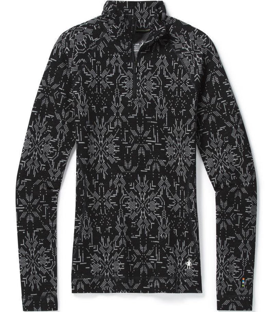 Classic Thermal Merino (250) Base Layer Pattern 1/4 Zip - Womens - black digital snowflake 1