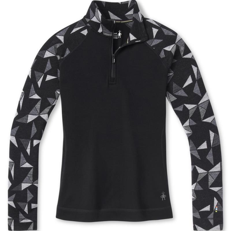 Classic Thermal Merino (250) Base Layer Pattern 1/4 Zip - Womens - black pinwheel 1