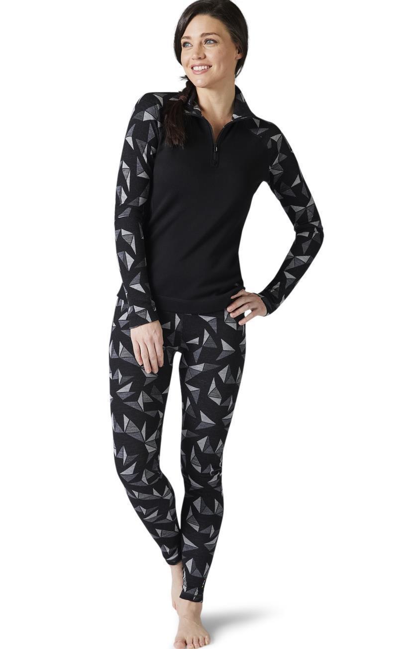 Classic Thermal Merino (250) Base Layer Pattern 1/4 Zip - Womens - black pinwheel 1