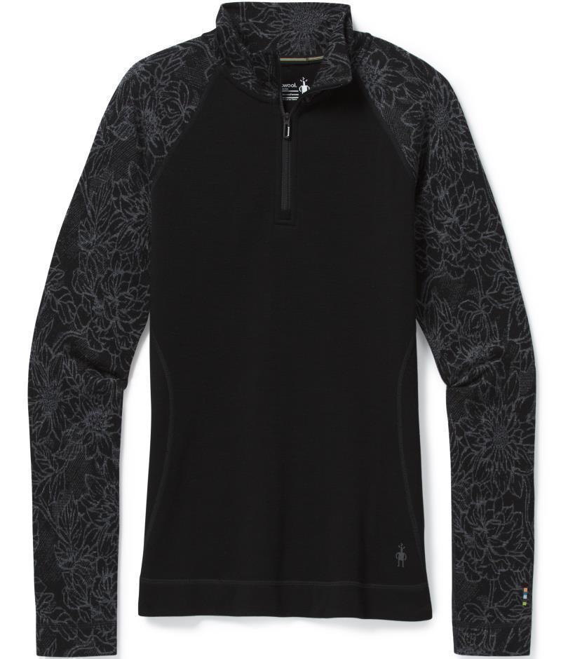 Classic Thermal Merino (250) Base Layer Pattern 1/4 Zip - Womens - black traced dahlia 1