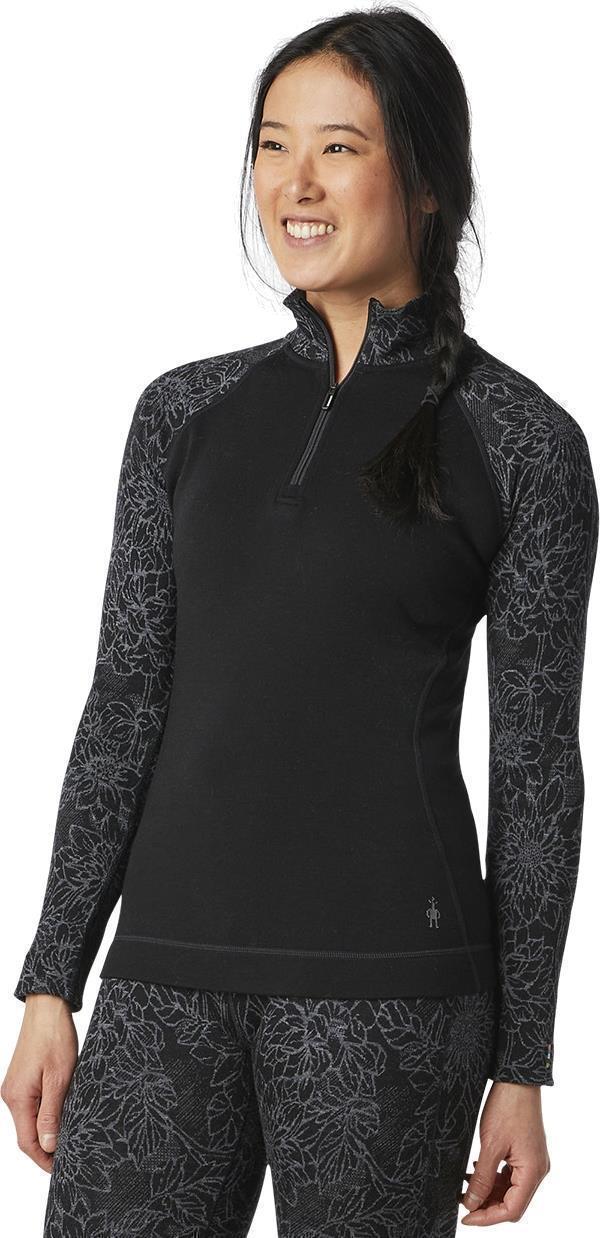 Classic Thermal Merino (250) Base Layer Pattern 1/4 Zip - Womens - black traced dahlia 1