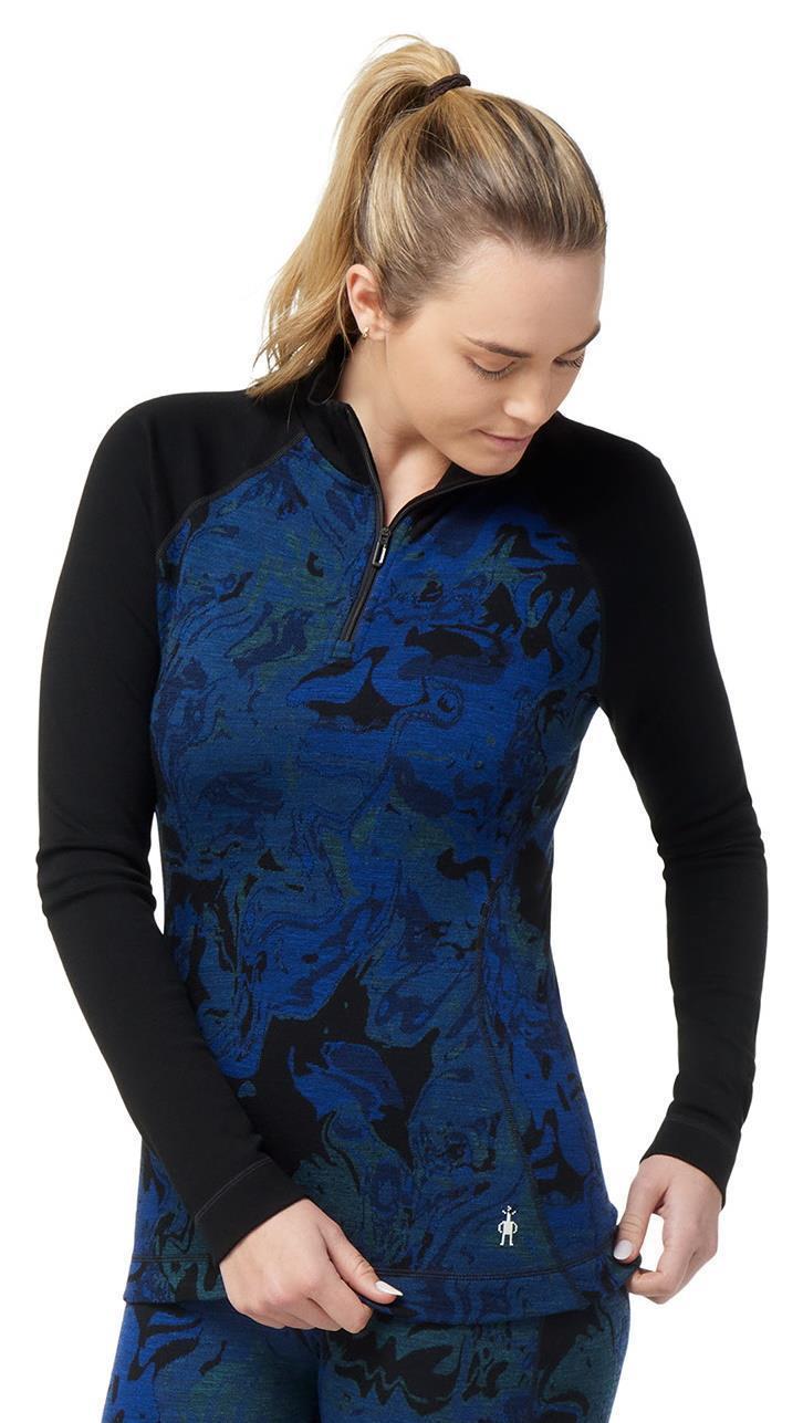 Classic Thermal Merino (250) Base Layer Pattern 1/4 Zip - Womens - blueberry hill marble 1