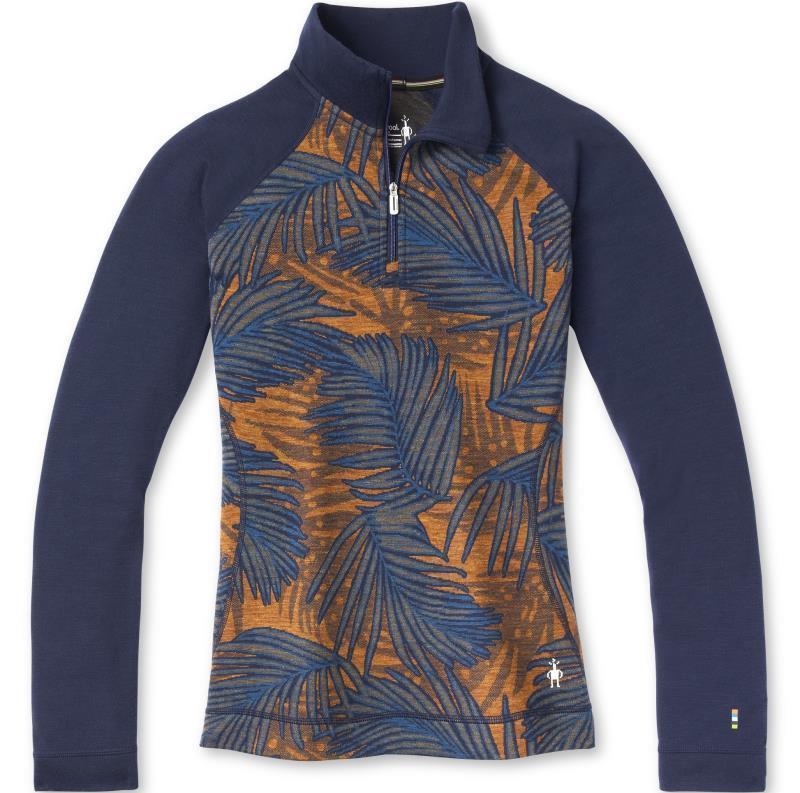 Classic Thermal Merino (250) Base Layer Pattern 1/4 Zip - Womens - deep navy palm 1