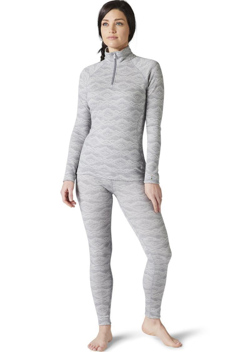 Classic Thermal Merino (250) Base Layer Pattern 1/4 Zip - Womens - light gray mountain fairisle 1