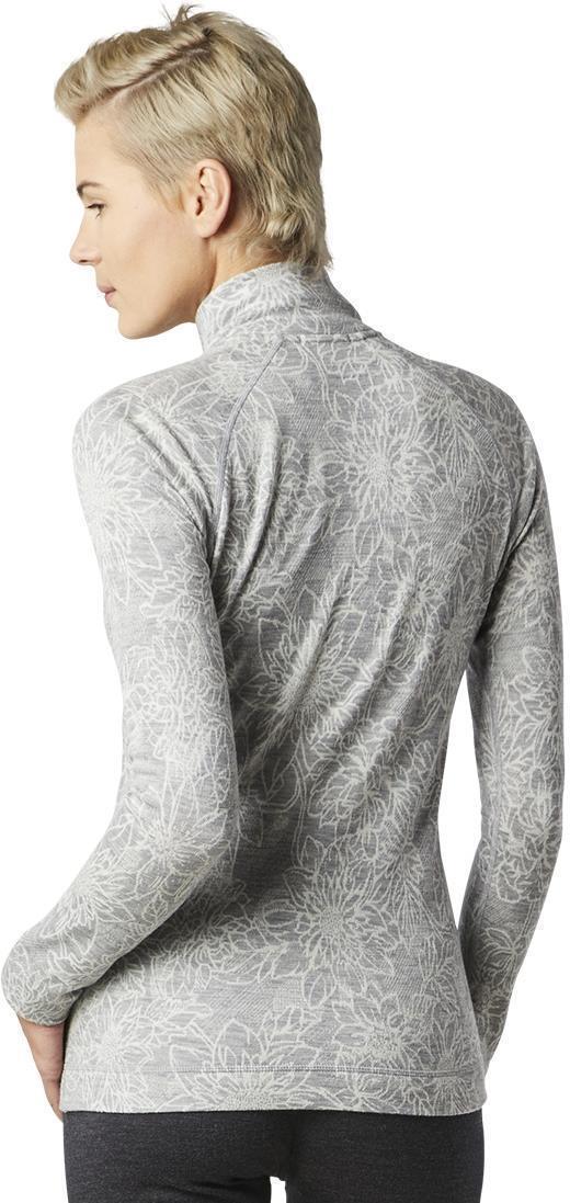 Classic Thermal Merino (250) Base Layer Pattern 1/4 Zip - Womens - light gray traced dahlia 1