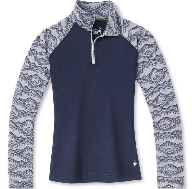 Classic Thermal Merino (250) Base Layer Pattern 1/4 Zip - Womens - purple eclipse mountain fairisle 1