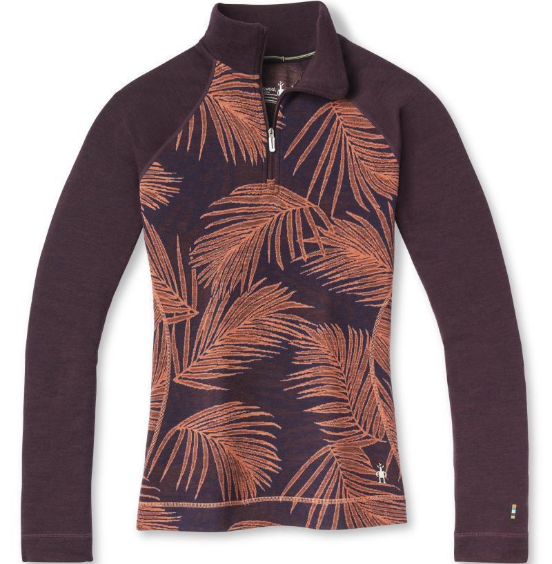 Classic Thermal Merino (250) Base Layer Pattern 1/4 Zip - Womens - sunset coral palm 1