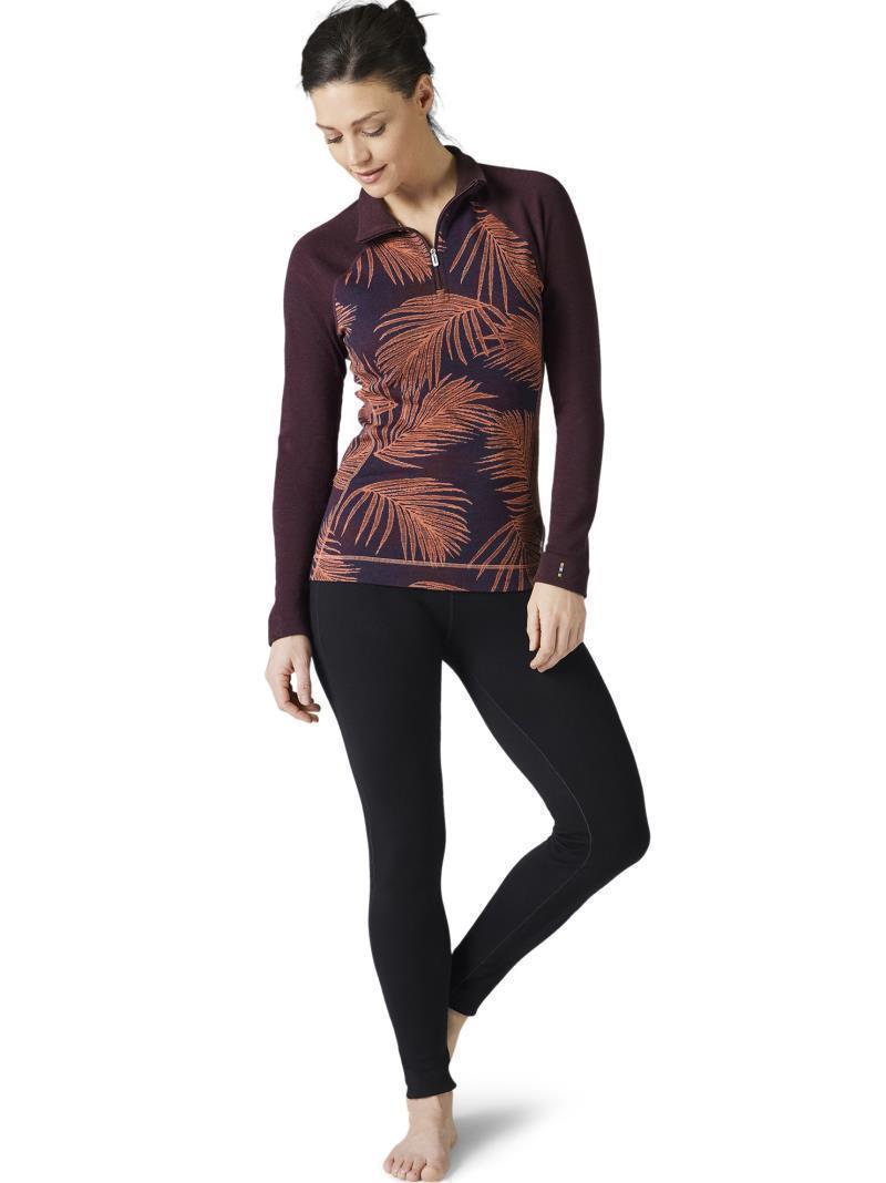 Classic Thermal Merino (250) Base Layer Pattern 1/4 Zip - Womens - sunset coral palm 1