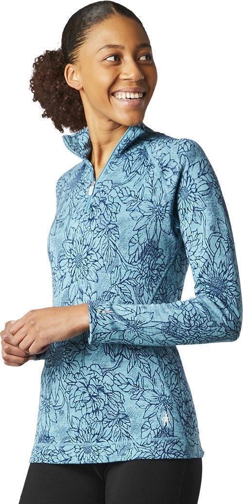 Classic Thermal Merino (250) Base Layer Pattern 1/4 Zip - Womens - wave blue traced dahlia 1