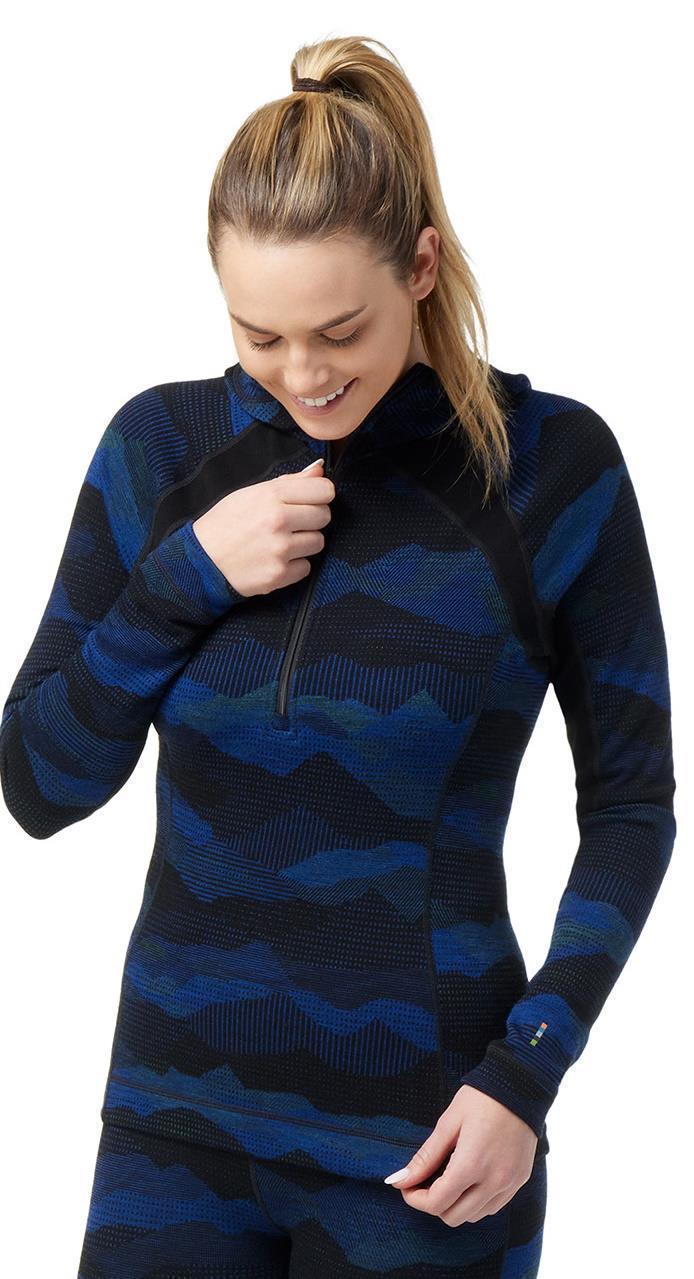 Classic Thermal Merino Base Layer 1/2 Zip Hoodie - Womens - Blueberry Hill Mountain Scape 2