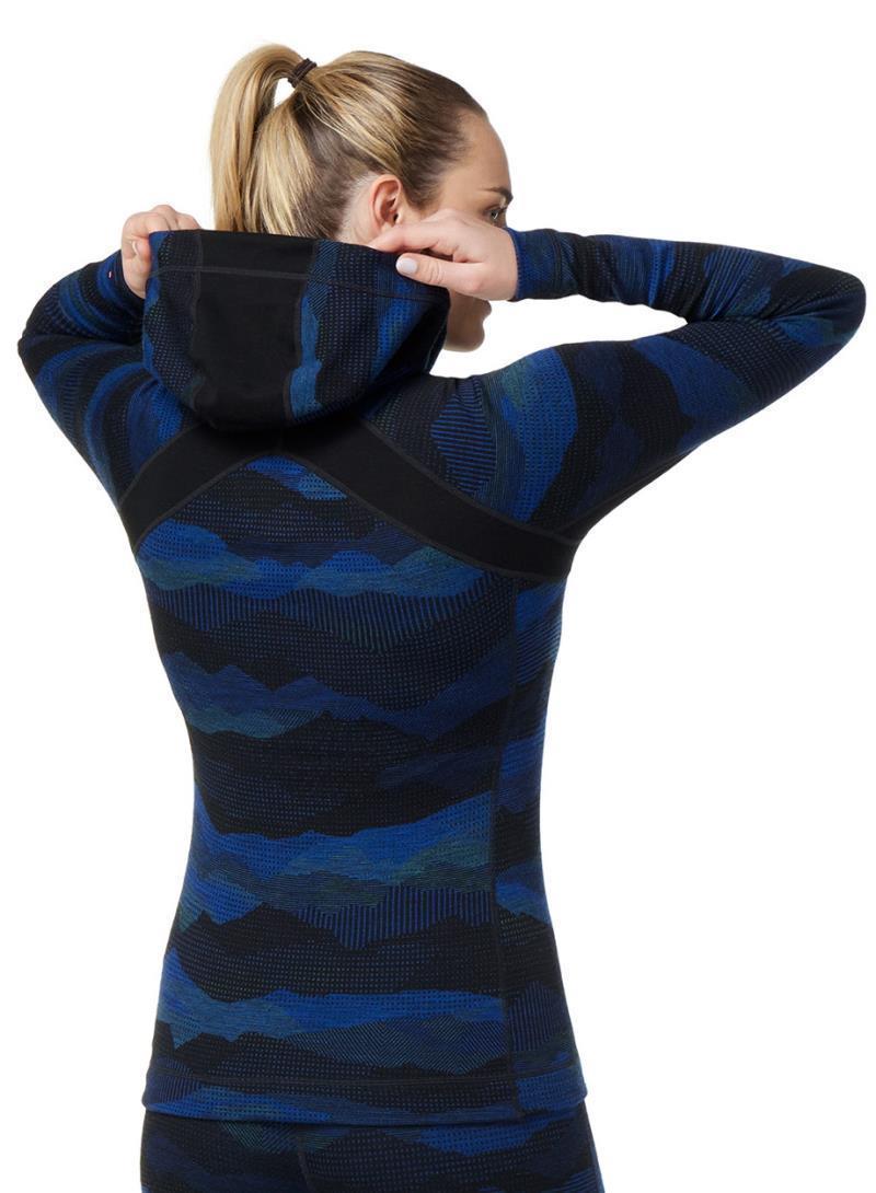Classic Thermal Merino Base Layer 1/2 Zip Hoodie - Womens - Blueberry Hill Mountain Scape 3