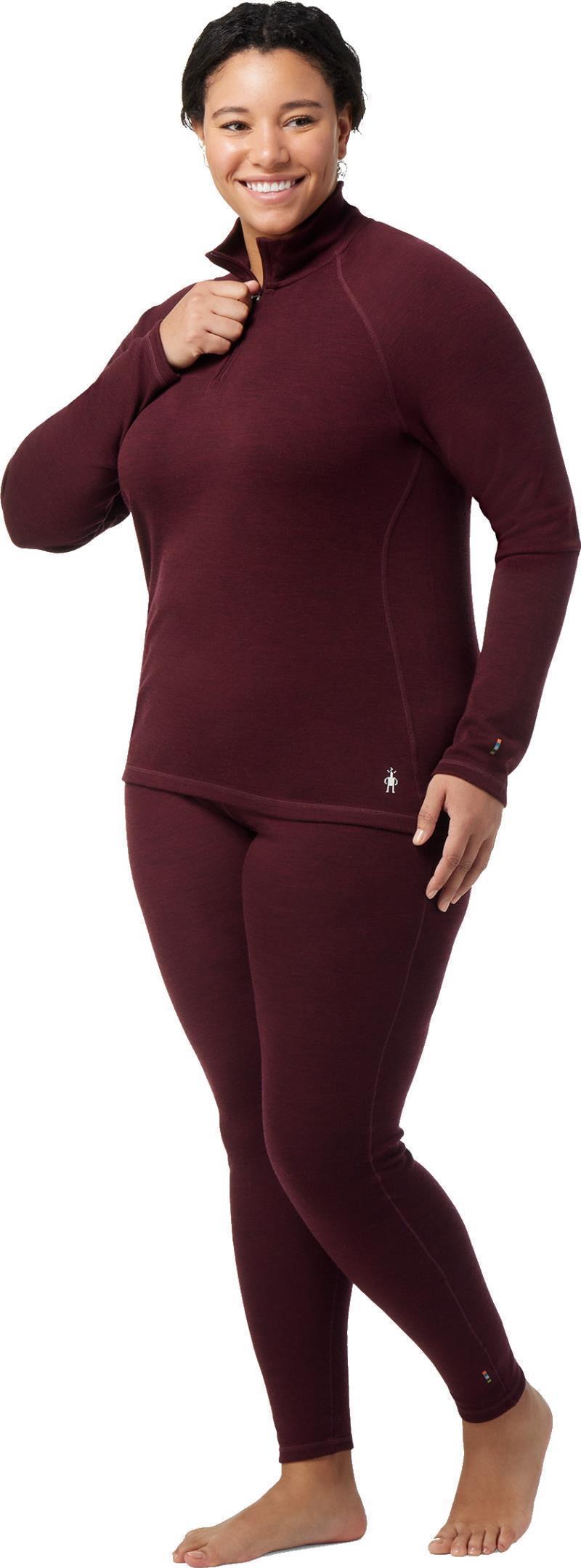 Classic Thermal Merino Base Layer 1/4 Zip Plus - Womens - Black Cherry Heather 2