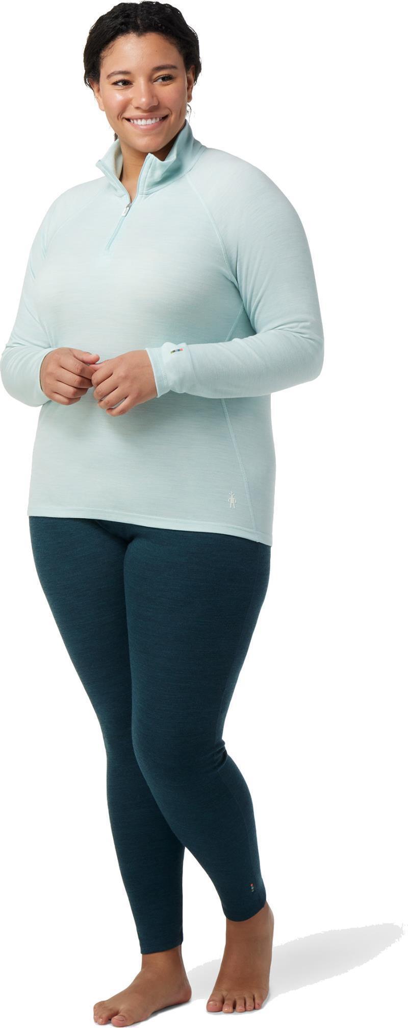 Classic Thermal Merino Base Layer 1/4 Zip Plus - Womens - Bleached Aqua Heather 2