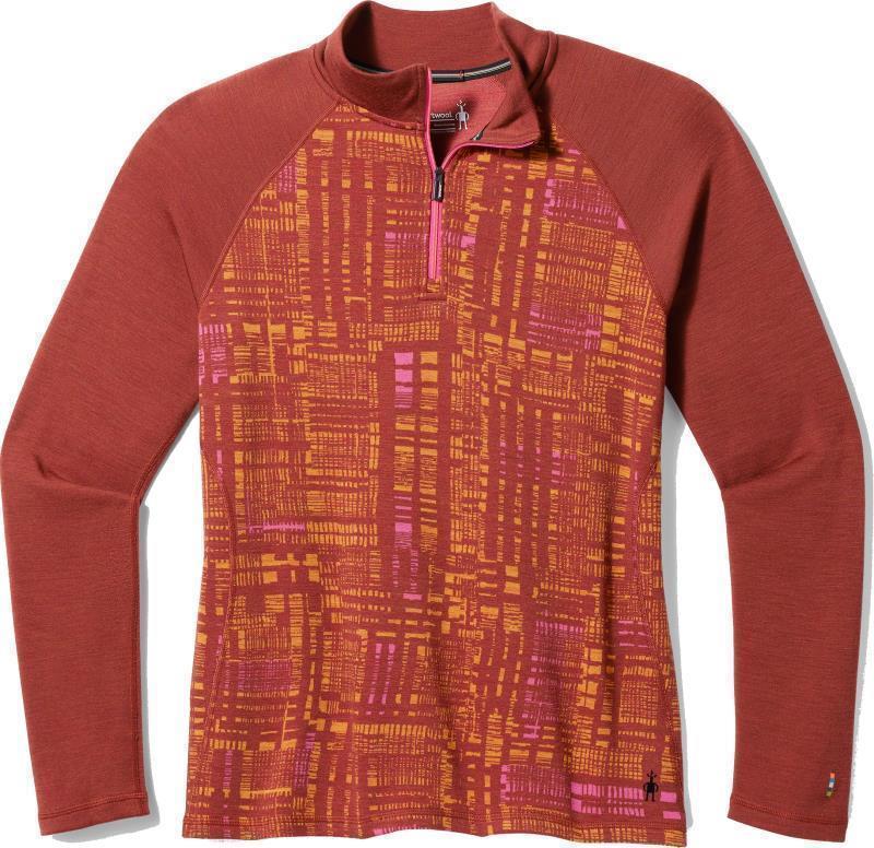 Classic Thermal Merino Base Layer 1/4 Zip Plus - Womens - Pecan Brown Digi Plaid 1