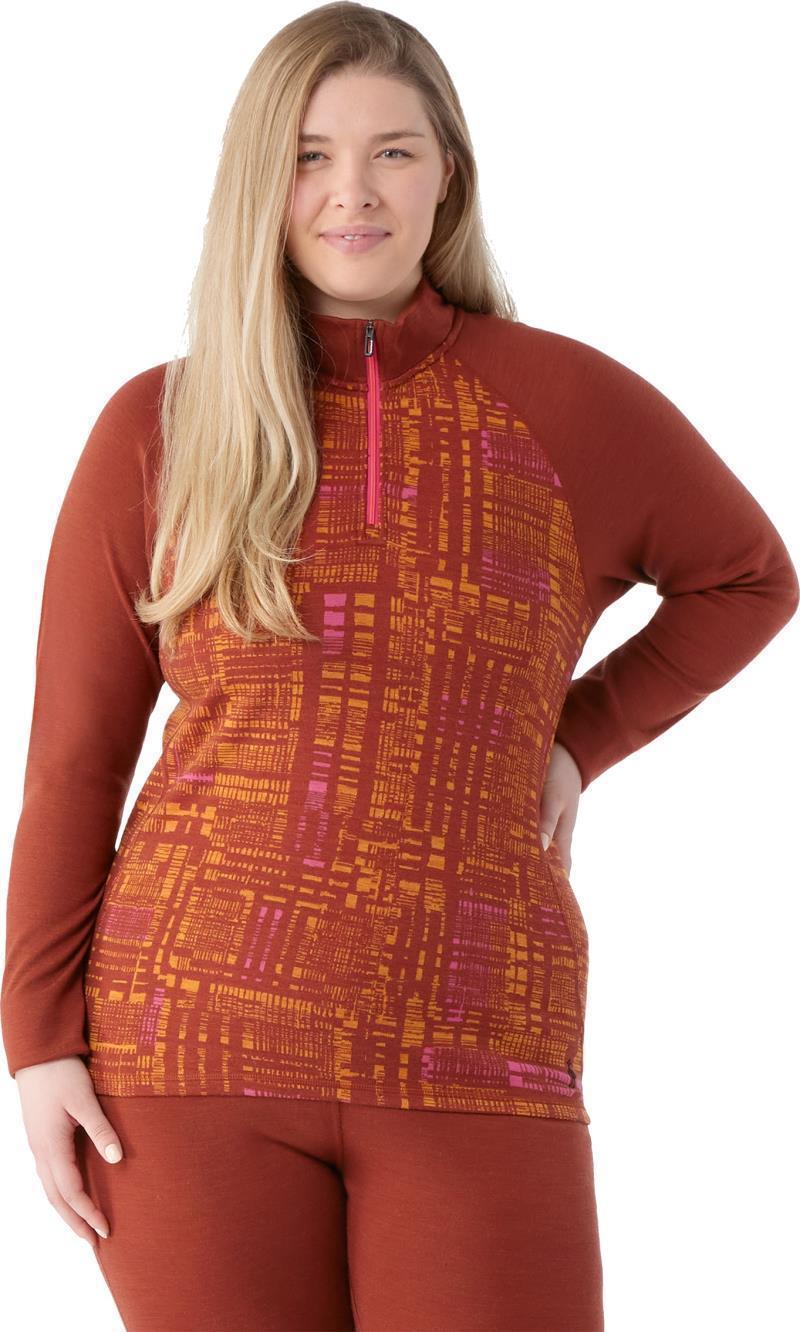 Classic Thermal Merino Base Layer 1/4 Zip Plus - Womens - Pecan Brown Digi Plaid 2