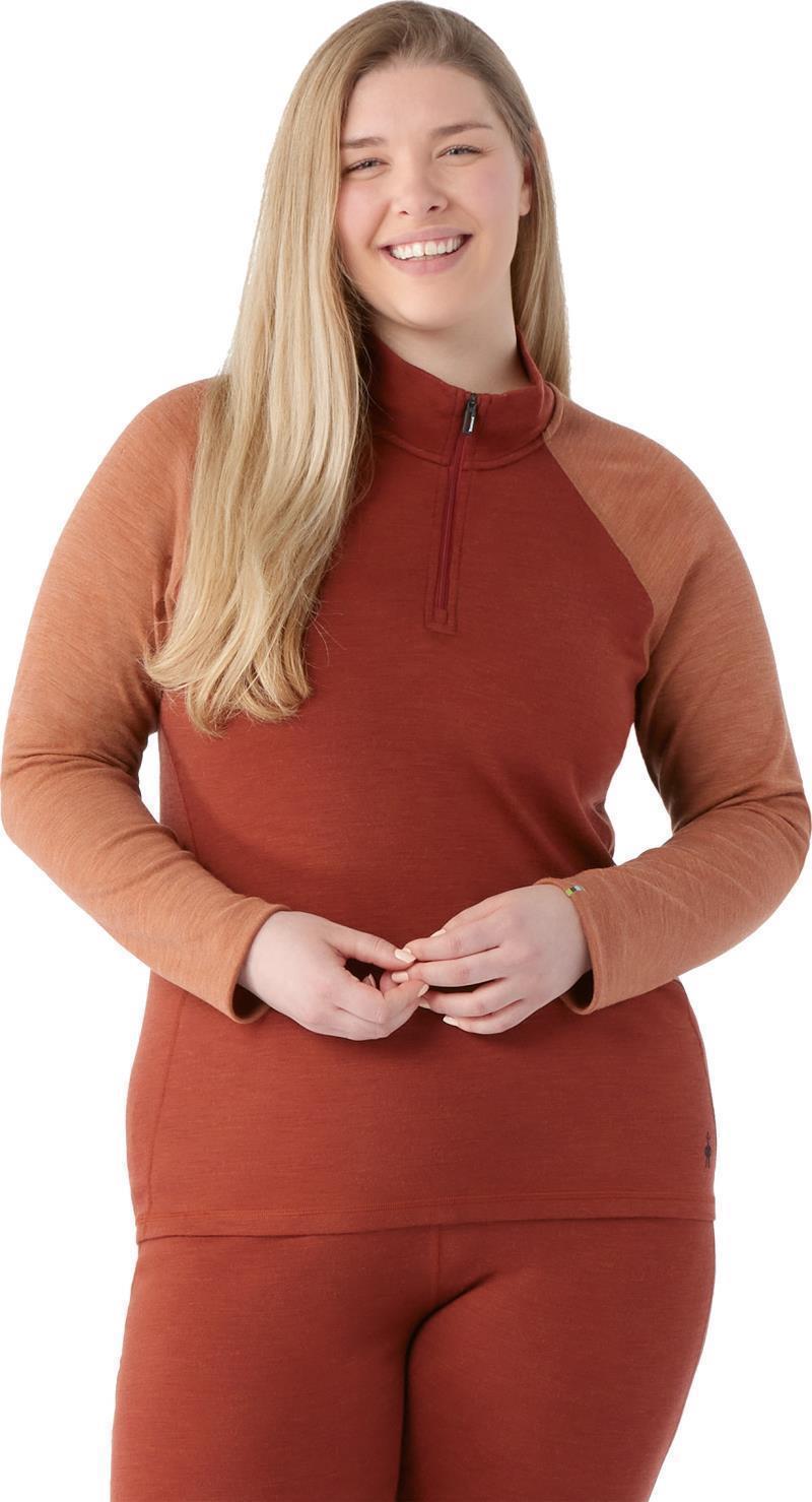 Classic Thermal Merino Base Layer 1/4 Zip Plus - Womens - Pecan Brown Heather 2