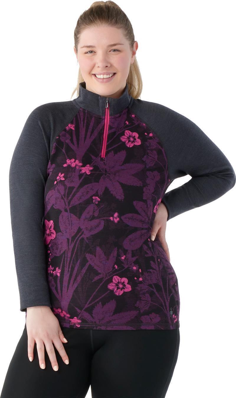 Classic Thermal Merino Base Layer 1/4 Zip Plus - Womens - Purple Iris Floral 2