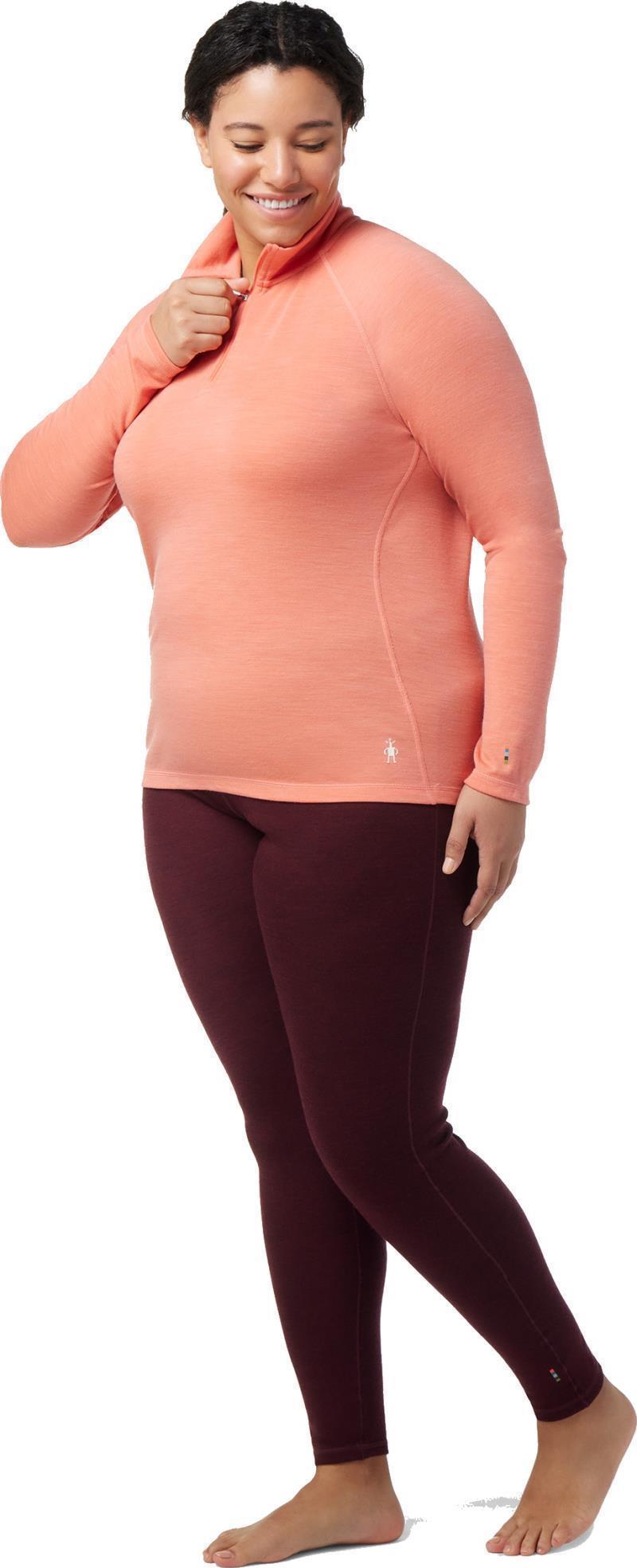 Classic Thermal Merino Base Layer 1/4 Zip Plus - Womens - Sunset Coral Heather 2