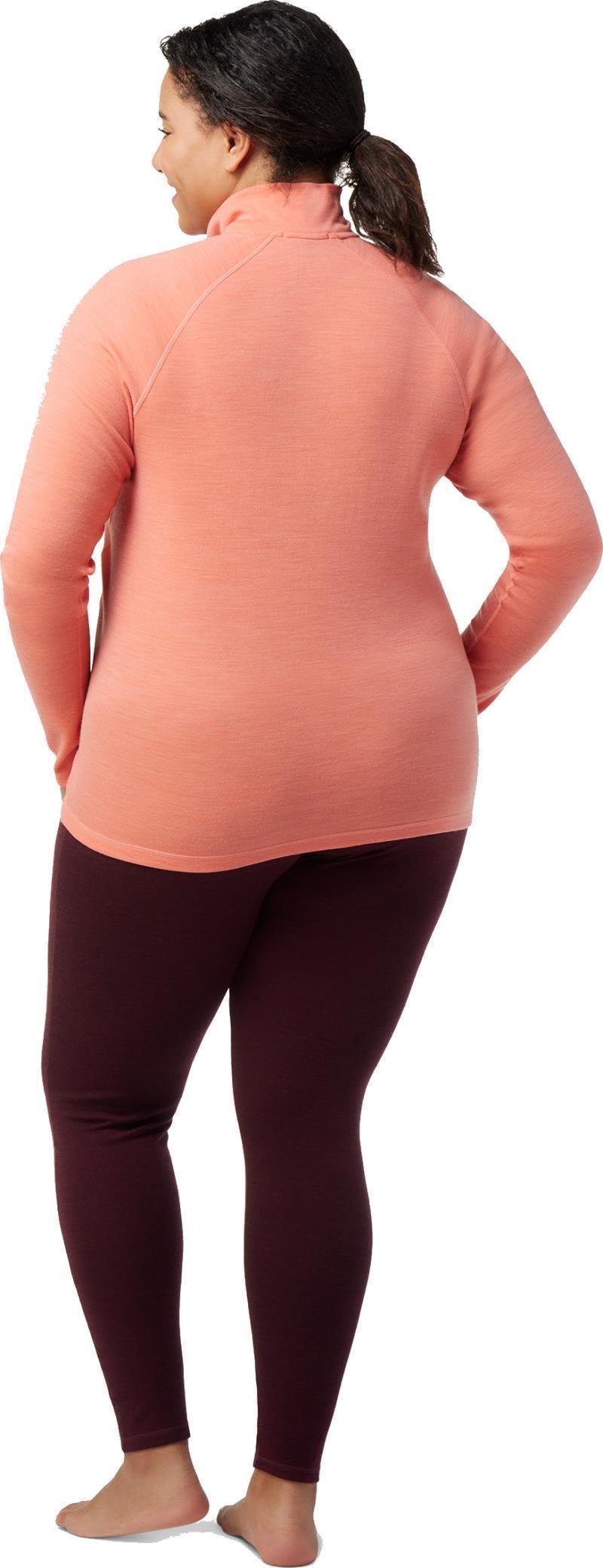 Classic Thermal Merino Base Layer 1/4 Zip Plus - Womens - Sunset Coral Heather 3