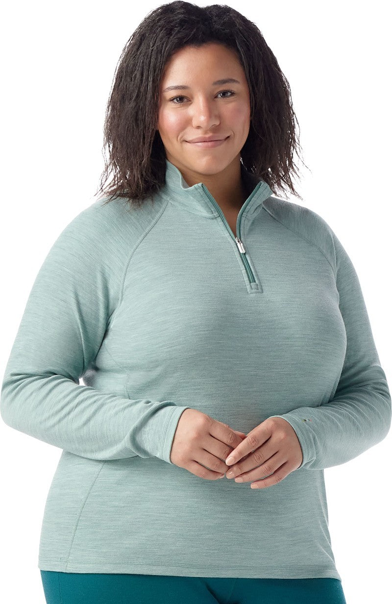 Classic Thermal Merino Base Layer 1/4 Zip Plus - Womens - arctic green heather 1