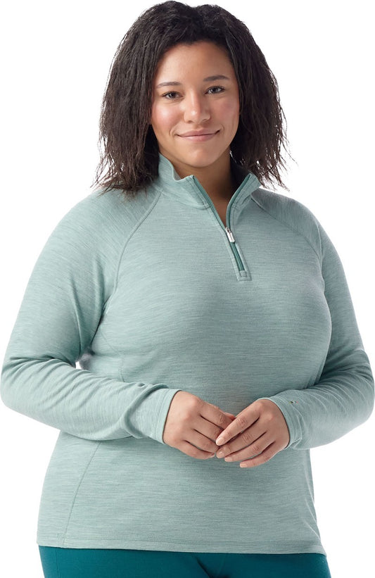 Classic Thermal Merino Base Layer 1/4 Zip Plus - Womens - arctic green heather 1