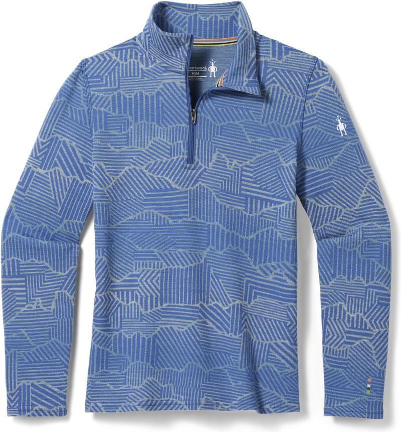 Classic Thermal Merino Base Layer 1/4 Zip - Kids - indigo linear peaks 1