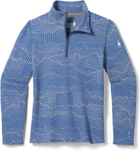 Classic Thermal Merino Base Layer 1/4 Zip - Kids - indigo linear peaks 1