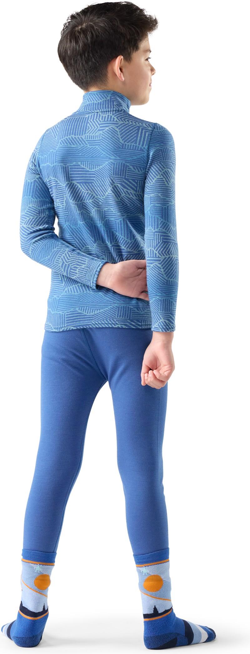 Classic Thermal Merino Base Layer 1/4 Zip - Kids - indigo linear peaks 1