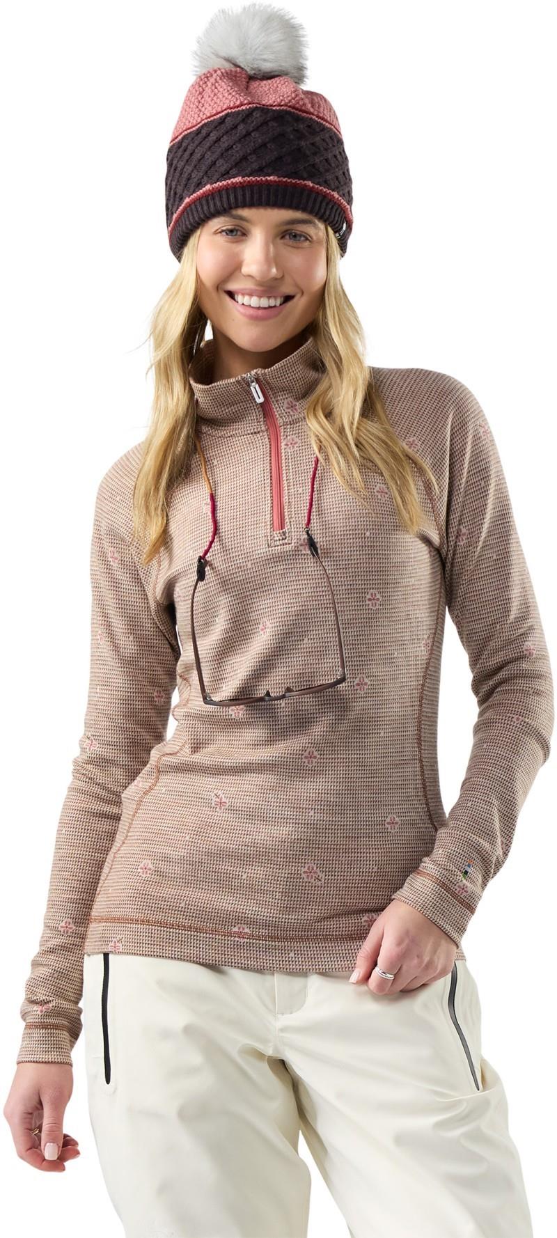 Classic Thermal Merino Base Layer 1/4 Zip - Womens - almond mini meadow 1
