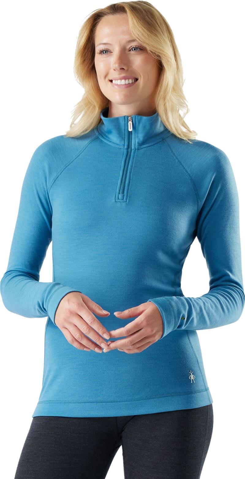 Classic Thermal Merino Base Layer 1/4 Zip - Womens - mineral blue heather 1