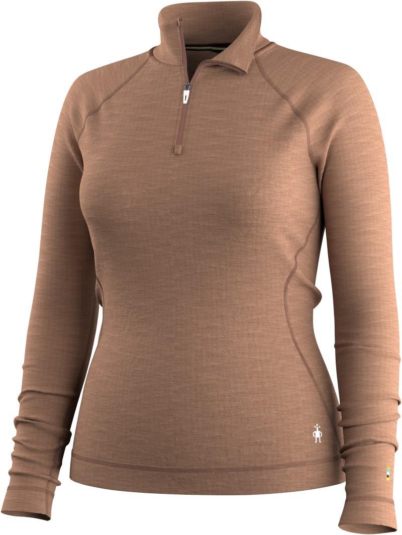 Classic Thermal Merino Base Layer 1/4 Zip - Womens - mocha heather 1