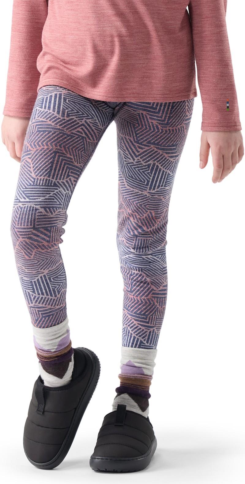 Classic Thermal Merino Base Layer Bottoms - Kids - indigo linear peaks 1