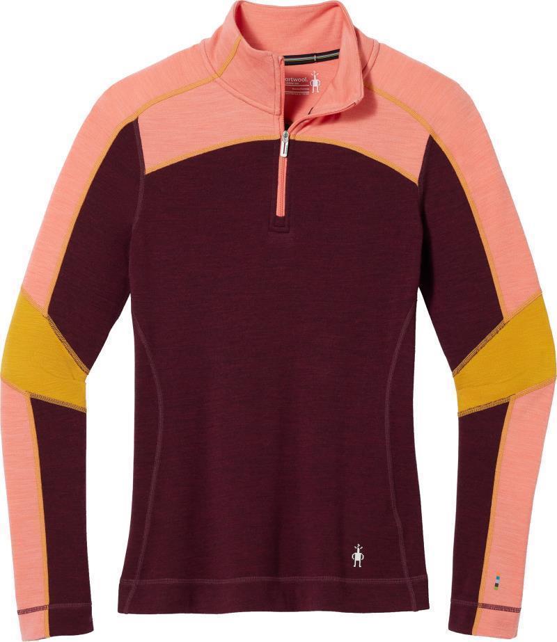 Classic Thermal Merino Base Layer Colorblock 1/4 Zip - Womens - Black Cherry Heather 1