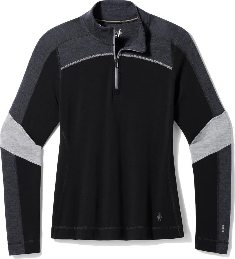 Classic Thermal Merino Base Layer Colorblock 1/4 Zip - Womens - Black / Charcoal Heather 1