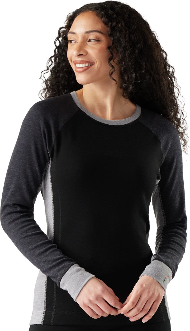 Classic Thermal Merino Base Layer Colorblock Crew - Womens - black 1