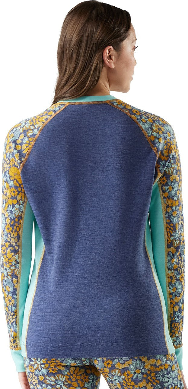 Classic Thermal Merino Base Layer Colorblock Crew - Womens - nightfall blue heather 1
