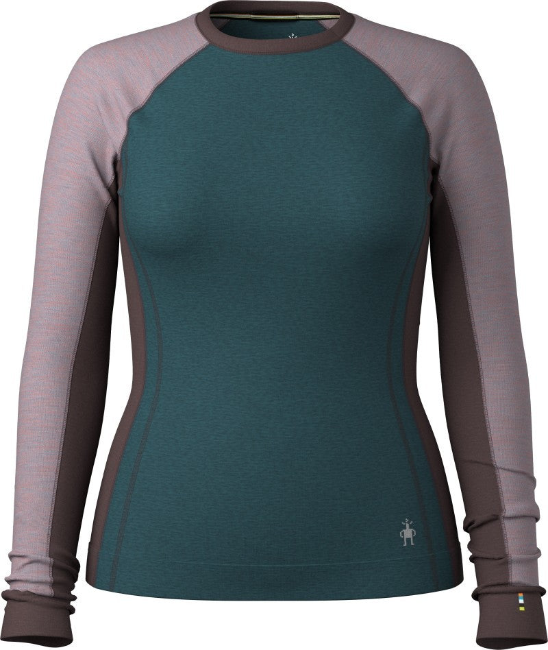 Classic Thermal Merino Base Layer Colorblock Crew - Womens - twilight blue heather 1