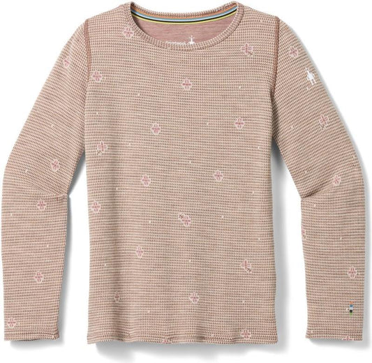 Classic Thermal Merino Base Layer Crew - Kids - almond mini meadow 1