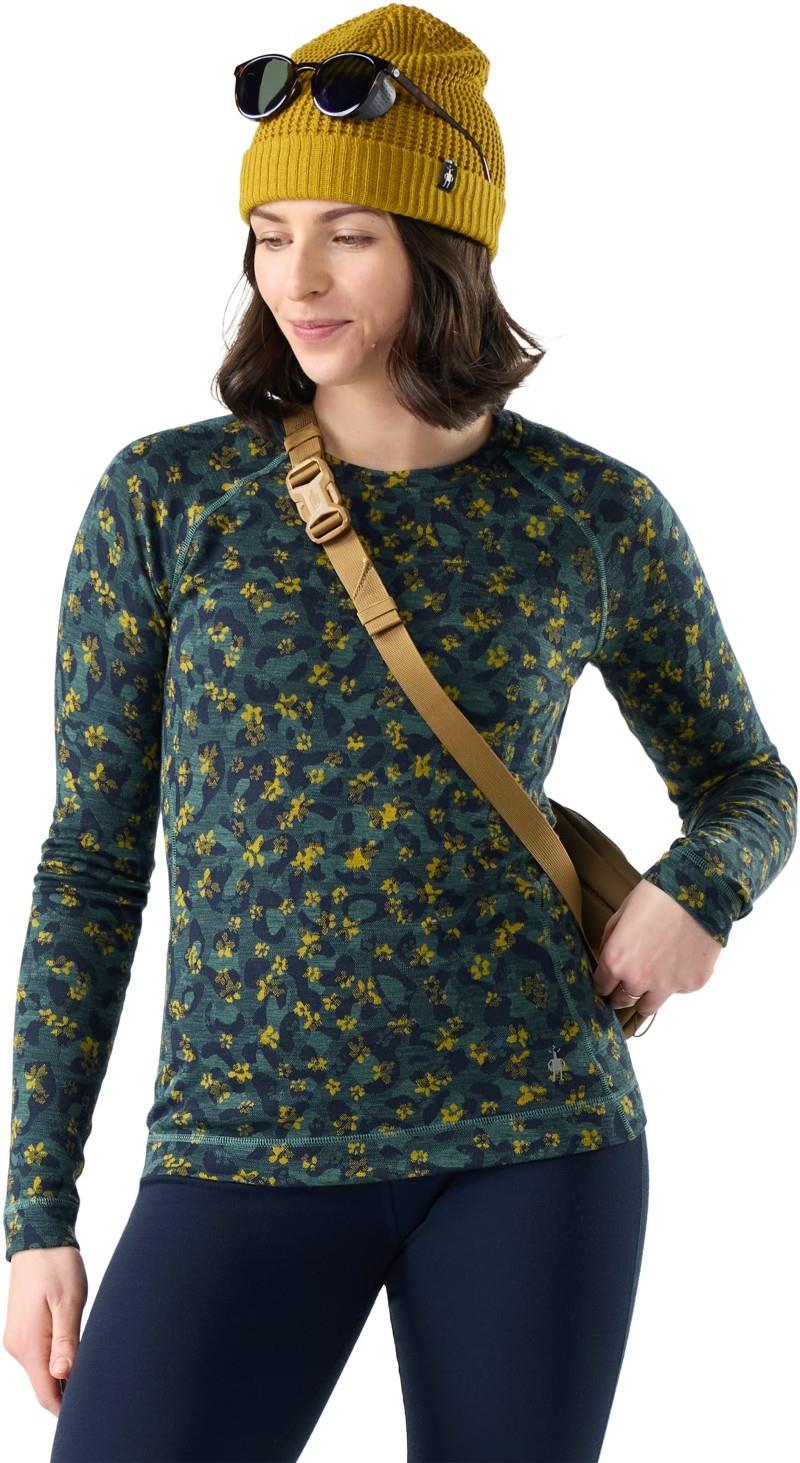 Classic Thermal Merino Base Layer Crew - Womens - dark teal wild blossom 1