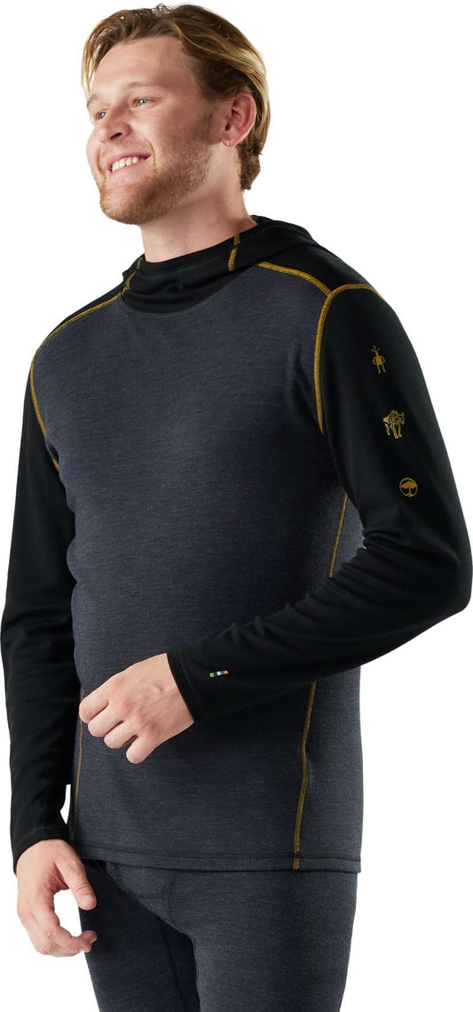 Classic Thermal Merino Base Layer Hoodie - Mens - charcoal / honey gold 1