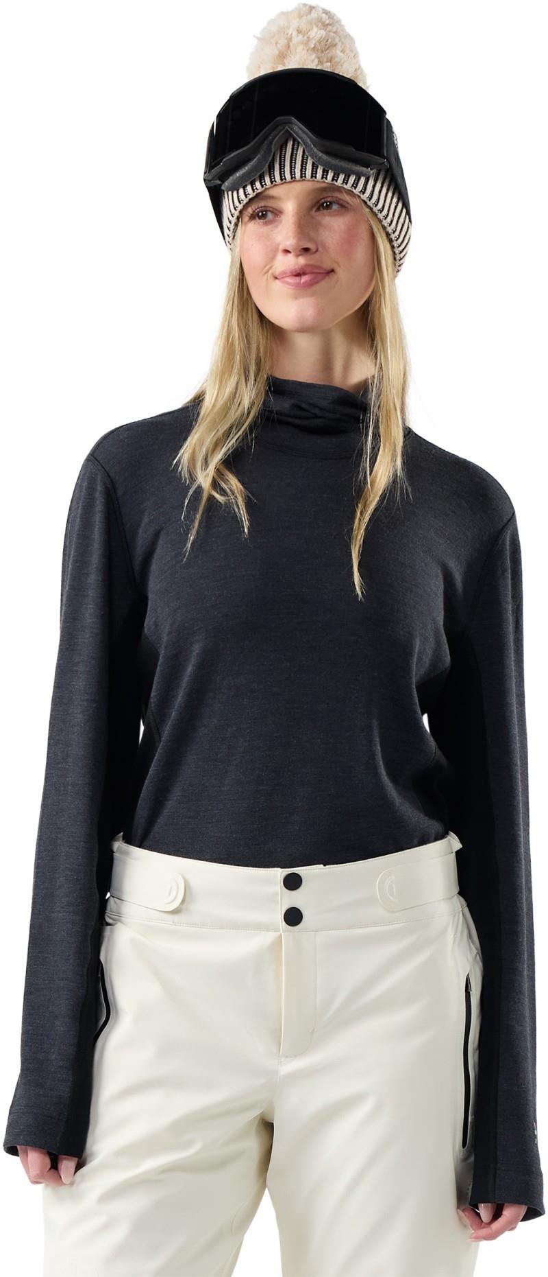 Classic Thermal Merino Mock Neck - Womens - charcoal heather / black 1