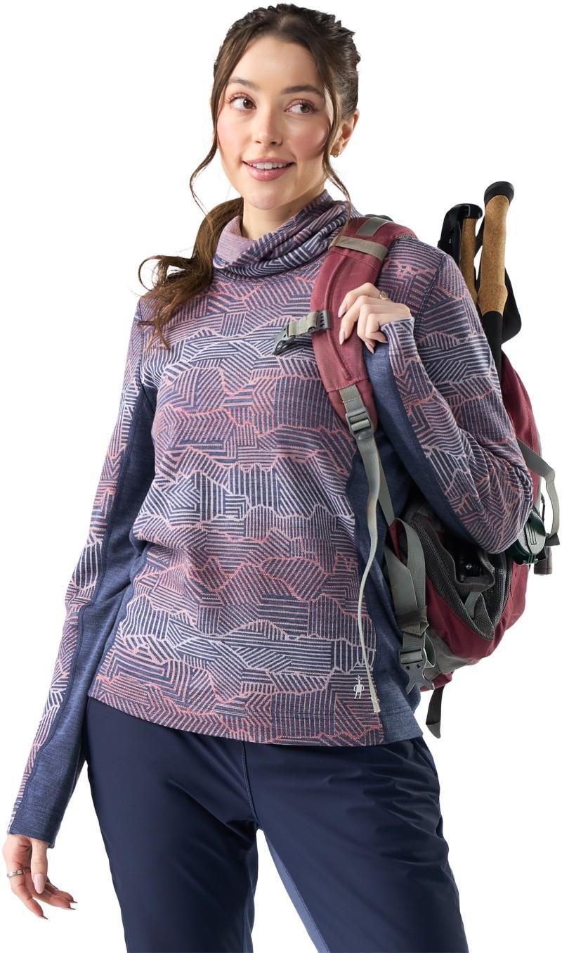 Classic Thermal Merino Mock Neck - Womens - nightfall linear peaks 1