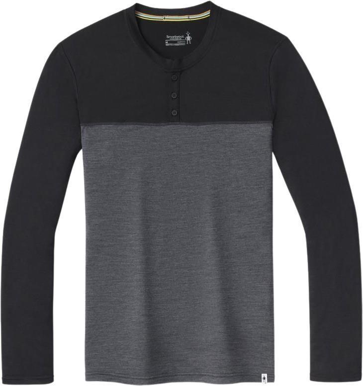Colorblock (150) LS Henley - Mens - Black / Charcoal Heather 1
