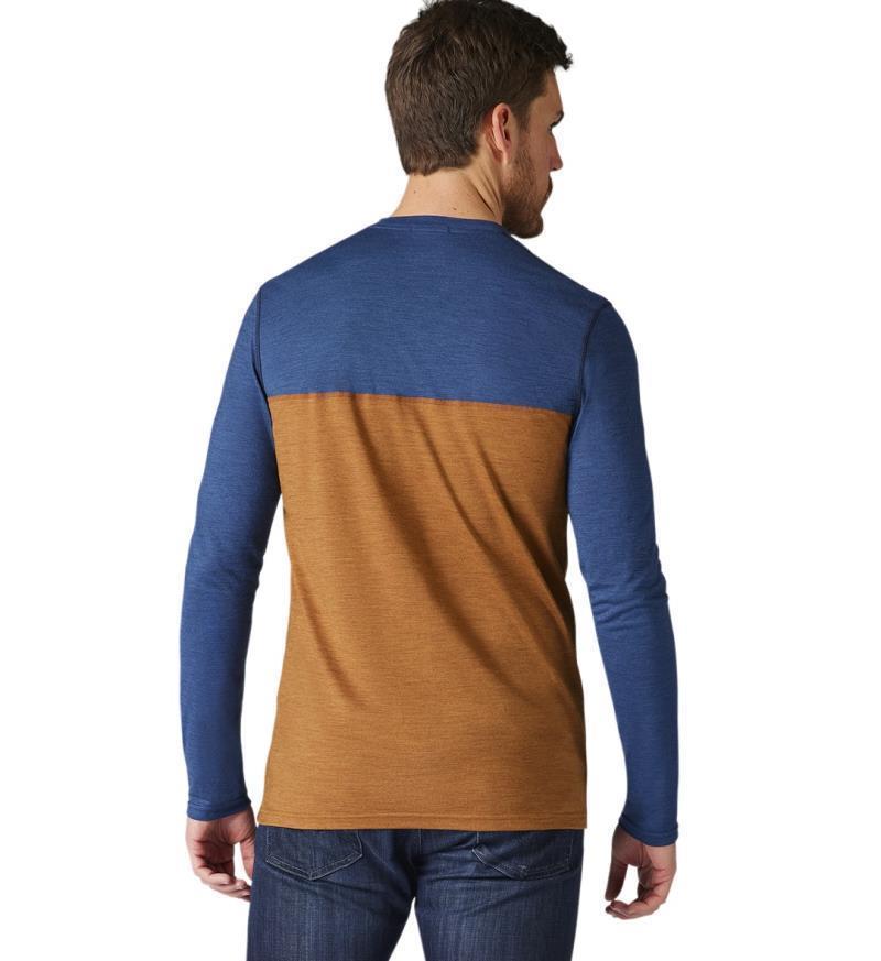Colorblock (150) LS Henley - Mens - Dark Denim Heather / Acorn Heather 3