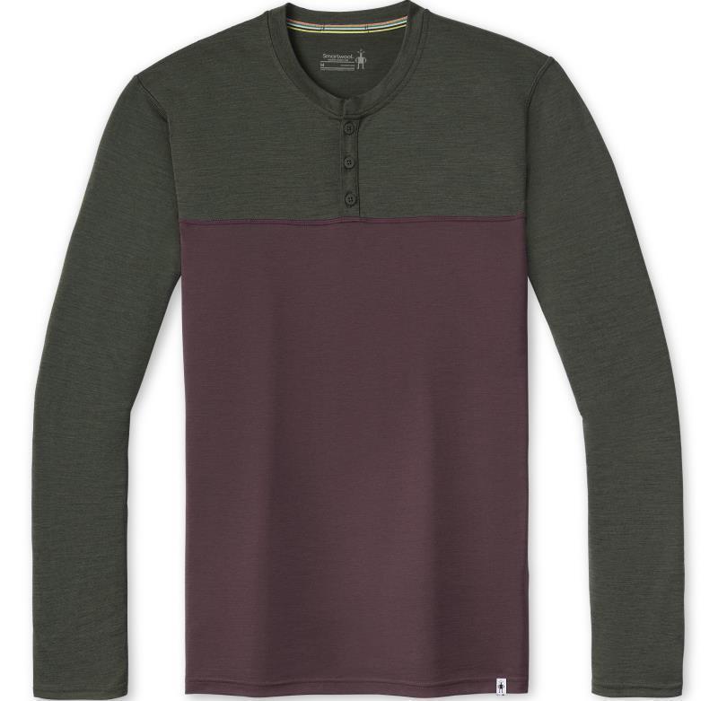 Colorblock (150) LS Henley - Mens - Dark Sage Heather / Woodsmoke 1