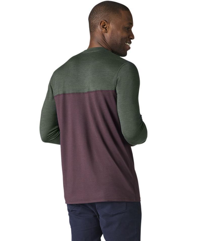 Colorblock (150) LS Henley - Mens - Dark Sage Heather / Woodsmoke 3