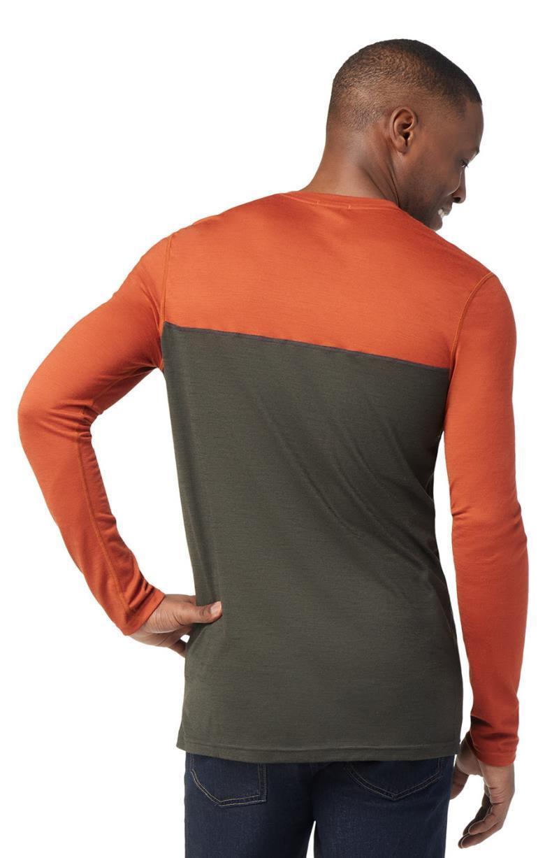 Colorblock (150) LS Henley - Mens - Picante / North Woods Heather 3