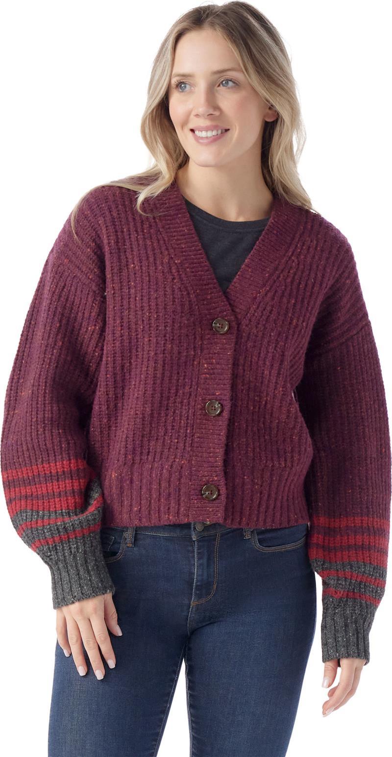 Cozy Lodge Cropped Cardigan Sweater - Womens - Eggplant Heather 3