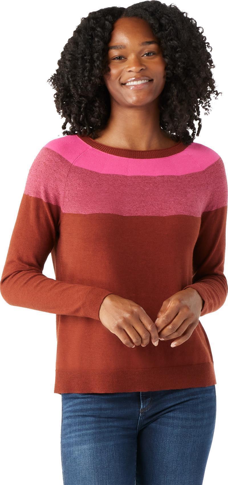 Edgewood Colorblock Crew Sweater - Womens - Pecan Brown Heather 2