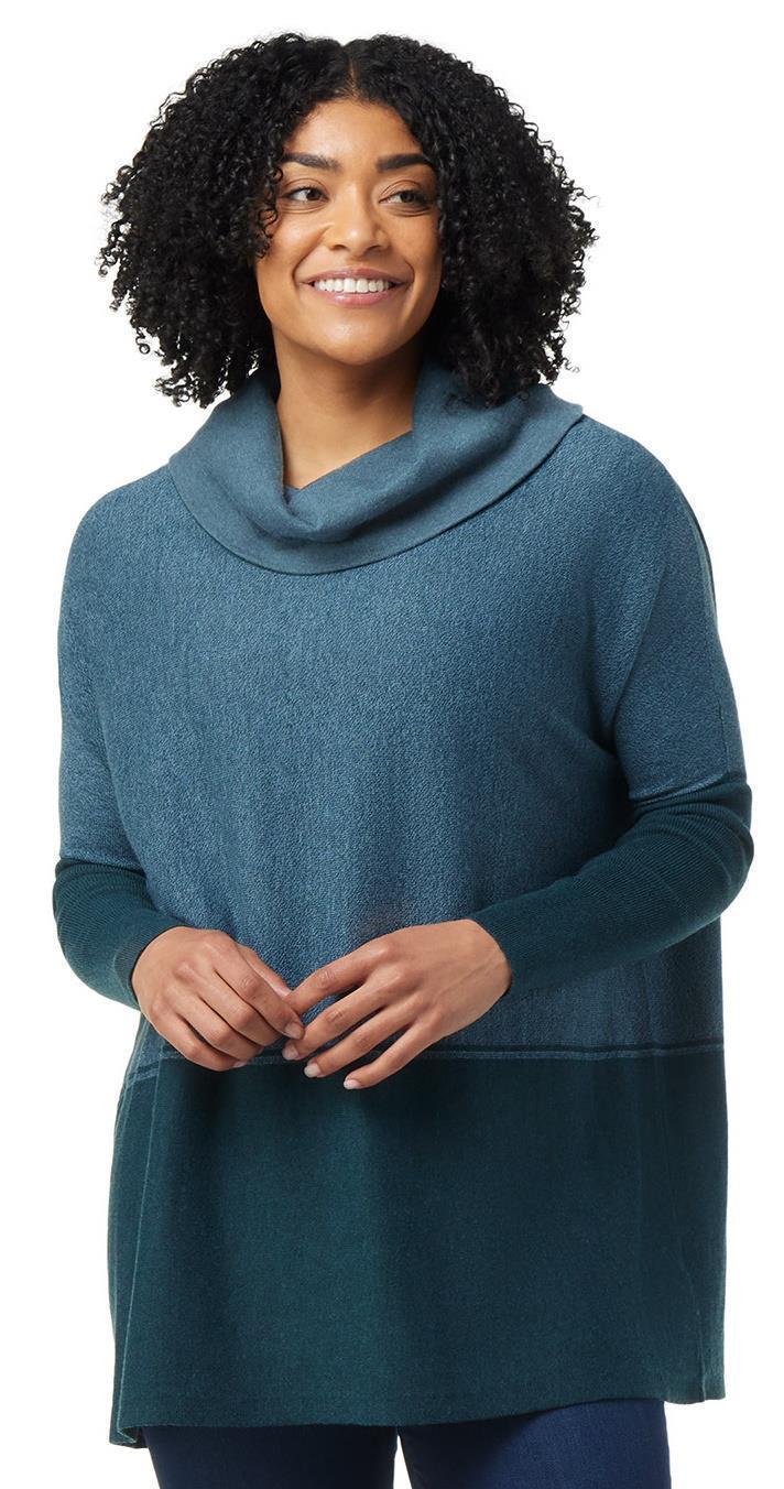 Edgewood Poncho Sweater - Womens - Mist Blue / Twilight Blue Marl 2